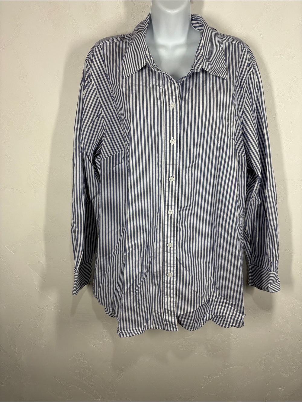 Lane Bryant Classic Blue Striped Women’s Button-Up Shirt size 22
